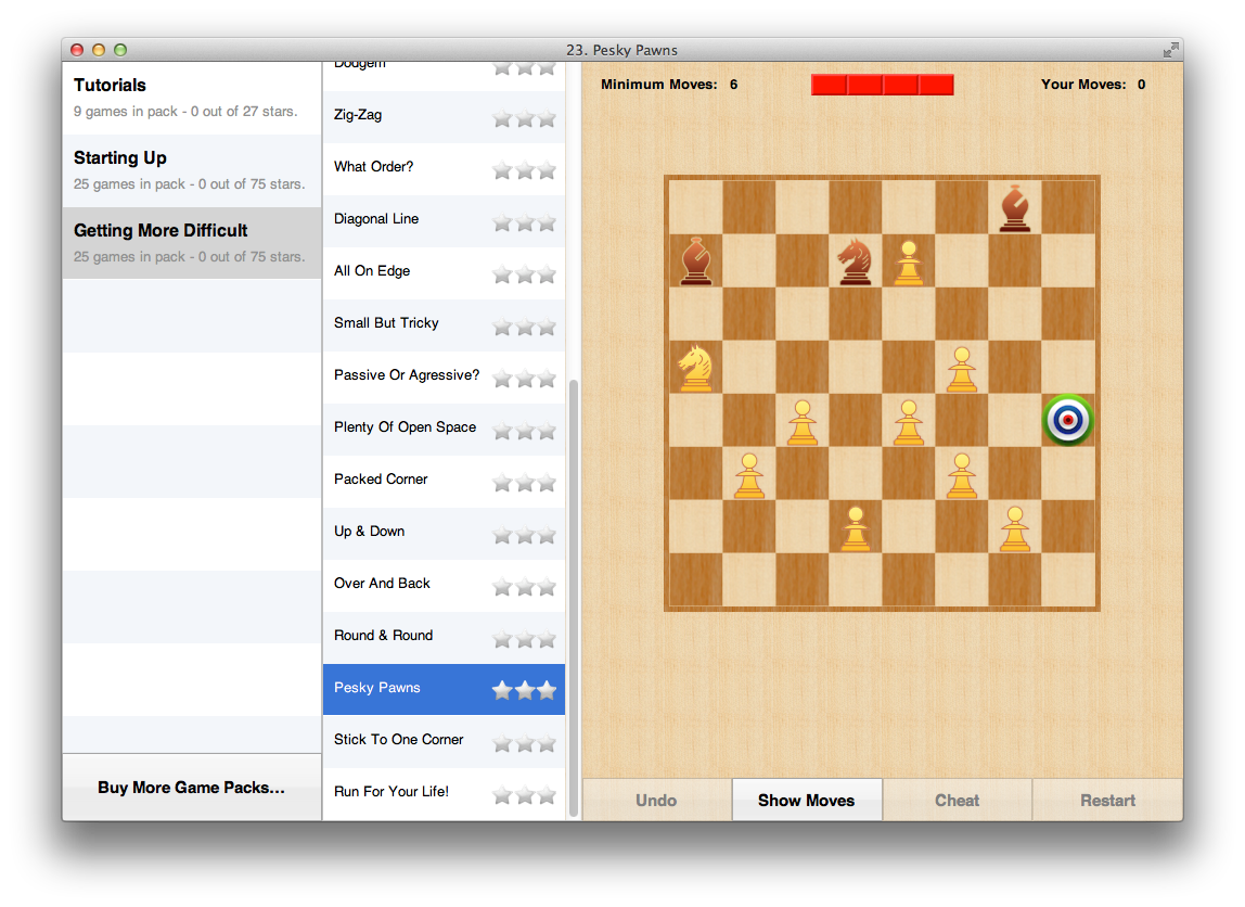 Pesky Pawns - one of the more difficult puzzles on Mac.