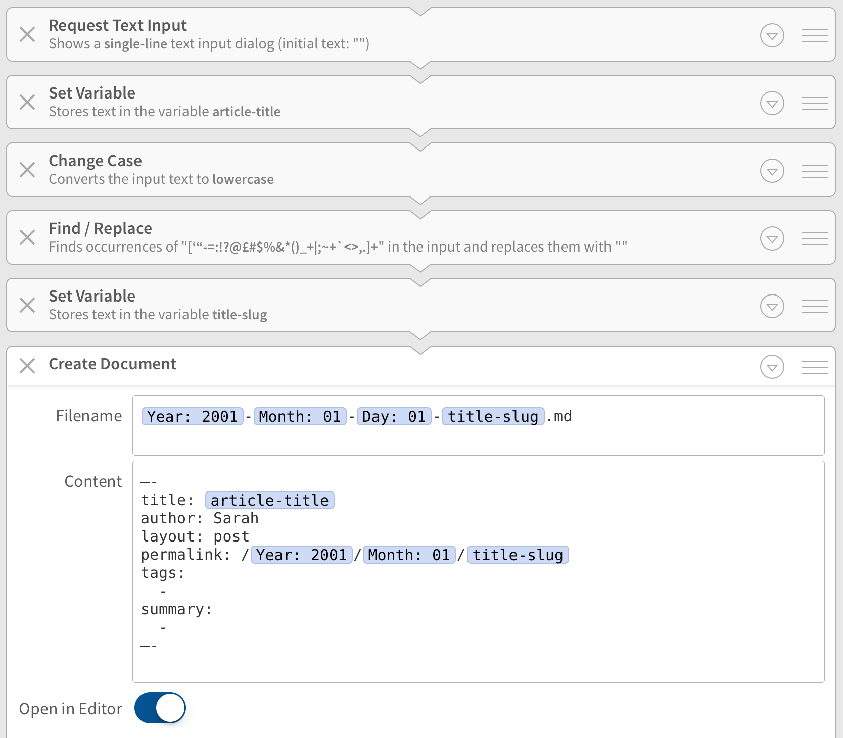 Editorial workflow