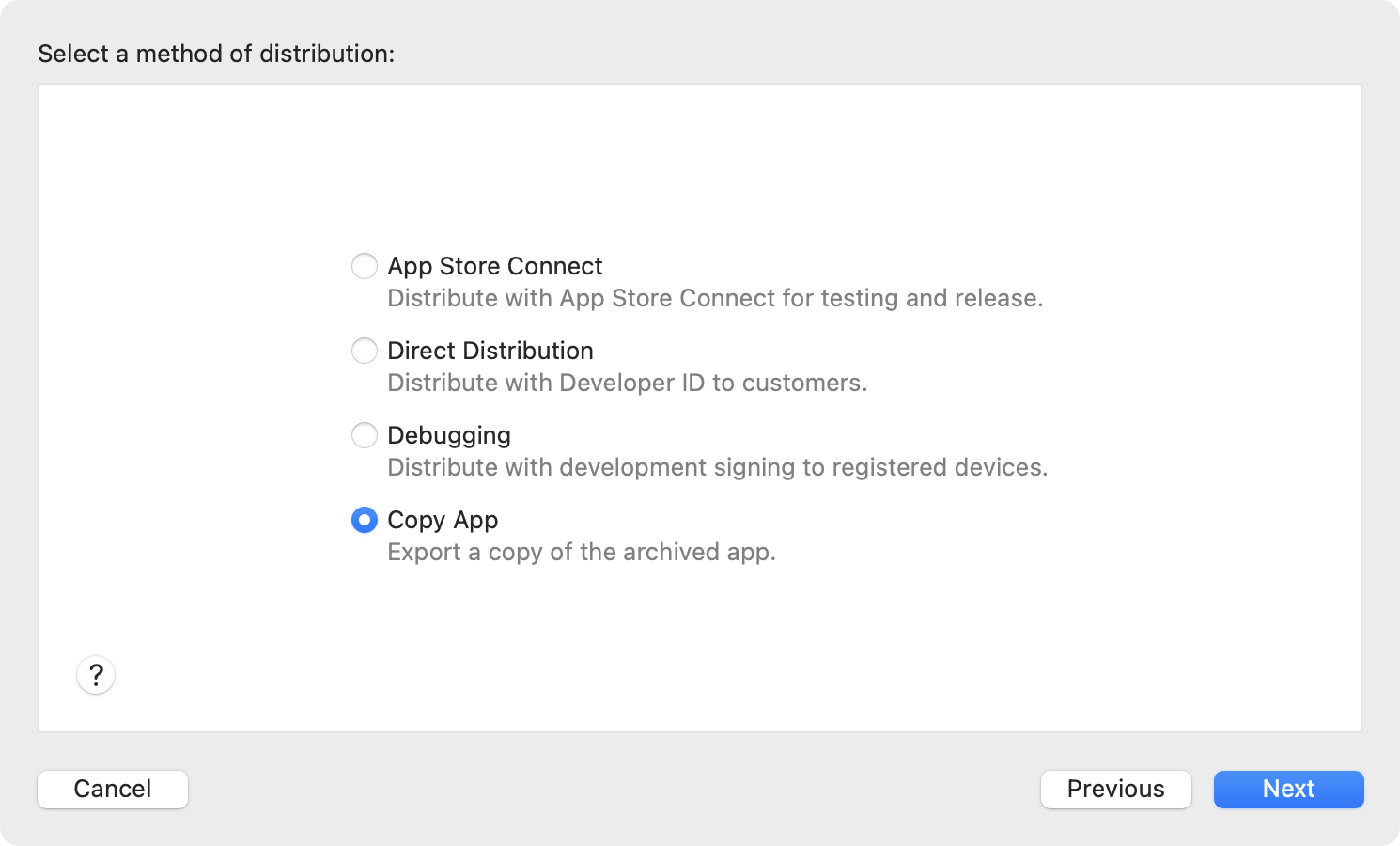 Copy App option