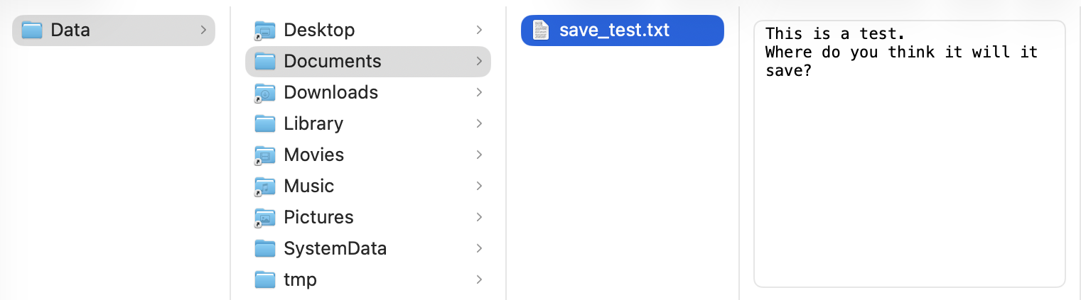 Container folder contents