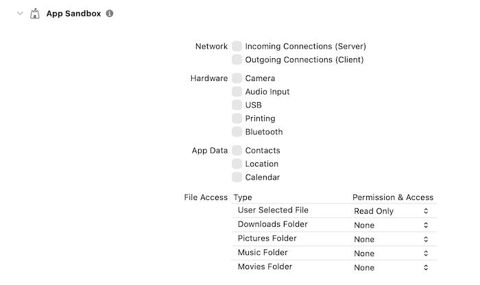 Target sandbox settings